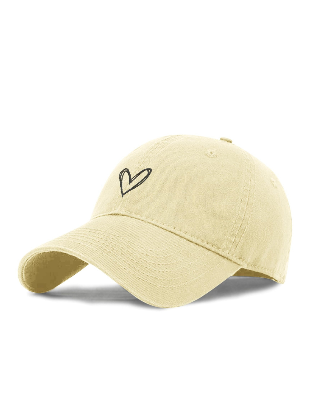 Vintage Heart Embroidered Baseball Cap Distressed Adjustable | Camel | Size OS